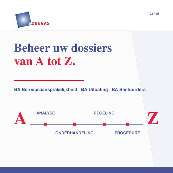De jurist beheert schadedossiers van A tot Z: juridische analyse, onderhandelingen, regeling en gerechtelijke opvolging. De dossiers hebben voornamelijk betrekking op BA Beroepsaansprakelijkheid, BA Uitbating en BA Bestuurders.