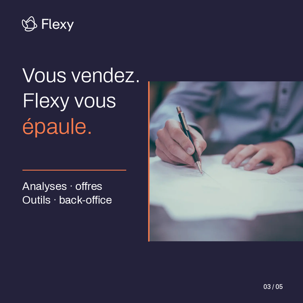 Le commercial indépendant garde la relation client et mène la vente. Flexy l’épaule avec ses analyses énergétiques, la préparation des offres, ses outils et son back-office.