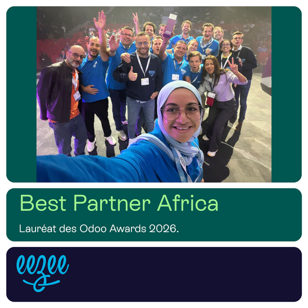 Eezee Maroc a remporté le prix « Best Partner Africa » aux Odoo Awards 2026. Cette distinction reconnaît l’expertise et l’engagement de son équipe dans l’accompagnement des clients et la réussite de leurs projets Odoo. Rejoins Eezee à Casablanca comme Consultant Odoo confirmé et contribue aux prochains projets d’un partenaire Odoo primé.