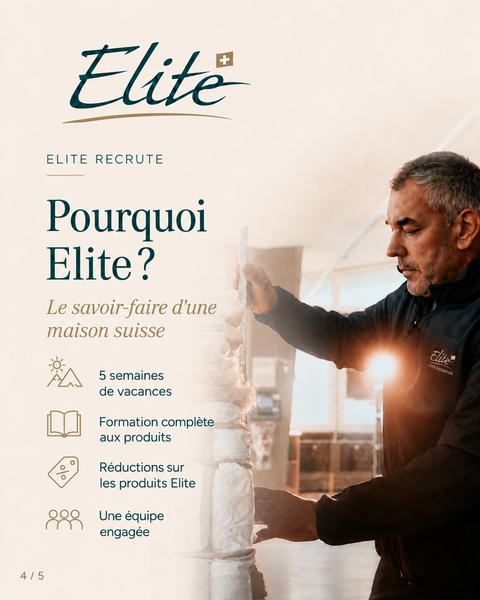 Travailler chez Elite à Gstaad, c’est représenter une manufacture familiale suisse reconnue pour ses lits et matelas haut de gamme. Bénéficiez de cinq semaines de vacances, d’une formation complète aux produits et de réductions sur les collections Elite, au sein d’une équipe engagée et d’un environnement consacré au confort de sommeil.